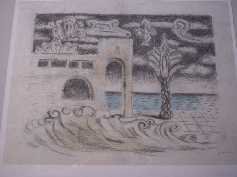 Tema per la Mediterraneità (disegno) di Giorgio De Chirico (sec. XX)