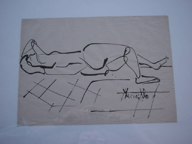 Donna distesa (disegno) di Leonardi Leoncillo (sec. XX)