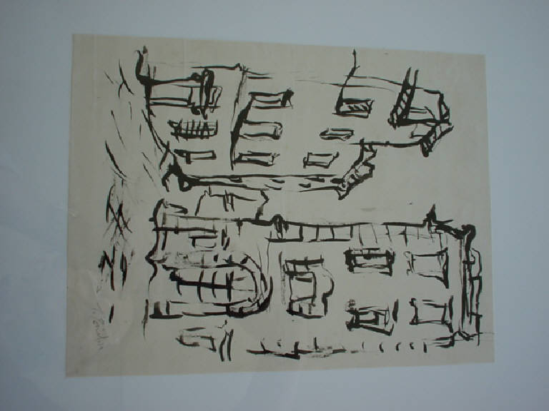 Paesaggio urbano (disegno) di Toti Scialoia (sec. XX)