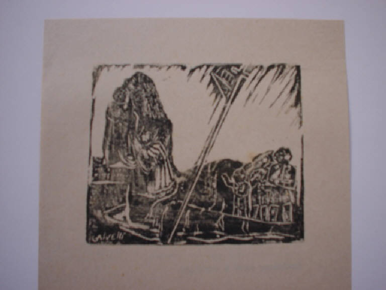 Moglie del pescatore (disegno) di Ettore Calvelli (sec. XX)
