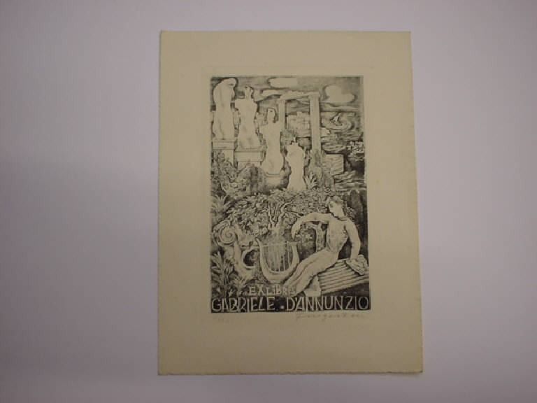 Ex Libris per Gabriele D'Annunzio (disegno) di Fingesten Michele (sec. XX)