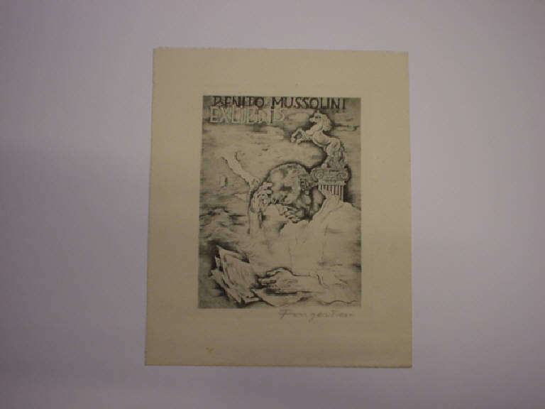Ex Libris per Benito Mussolini (disegno) di Fingesten Michele (sec. XX)