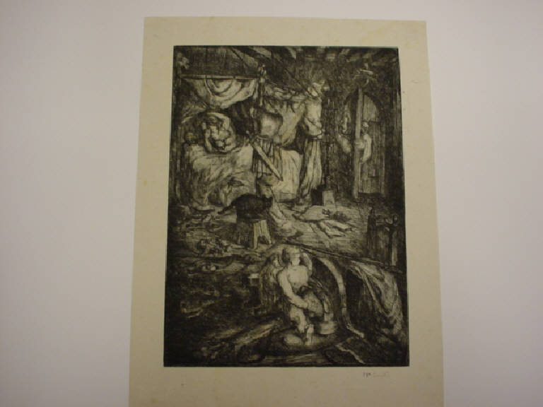 Illustrazione per la Secchia rapita ( Cap. 2 ) (disegno) di Fiume Salvatore (sec. XX)