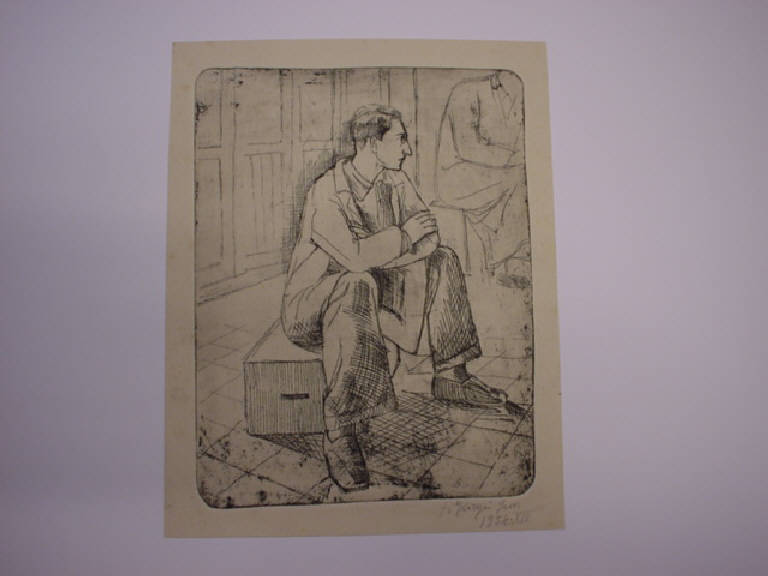 Uomo seduto (disegno) di Di Giorgio Giovanni (sec. XX)