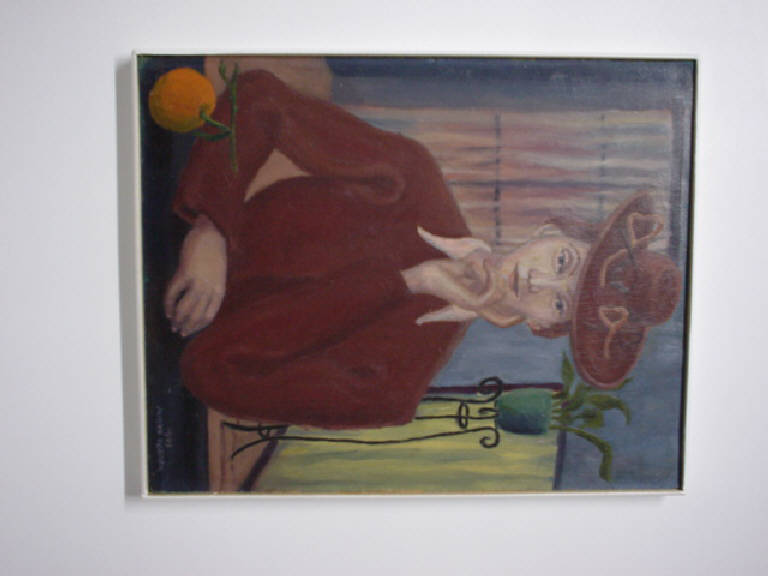 Donna con cappello (dipinto) di Mirko Dorner (sec. XX)