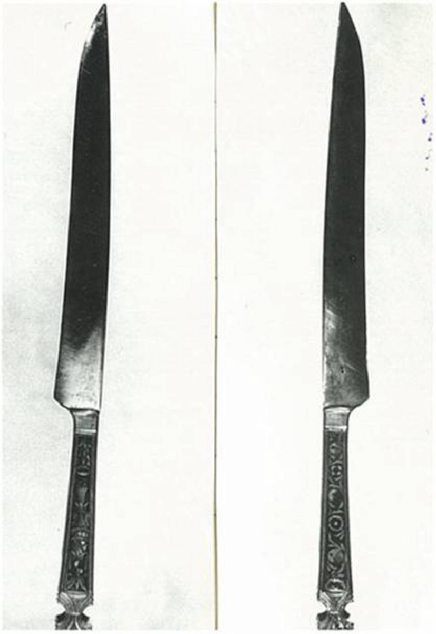 manico niellato con girali, foglie e frutti. (coltello) - ambito italiano (fine sec. XV)