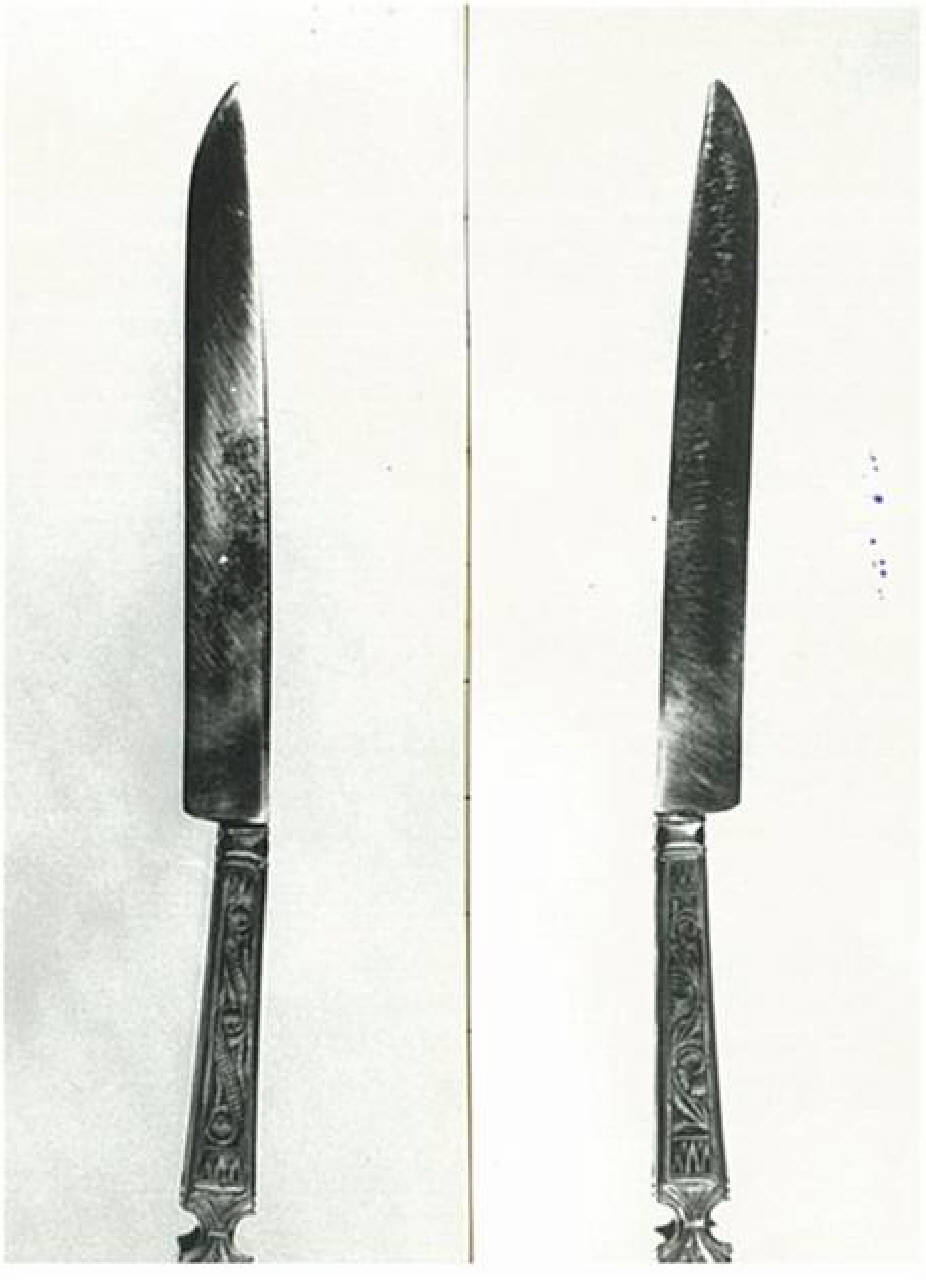 manico niellato con girali floreali. (coltello) - ambito italiano (fine sec. XV)