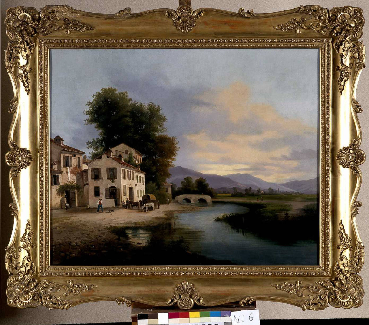 Paesaggio fluviale (dipinto) - ambito lombardo (metà sec. XIX)