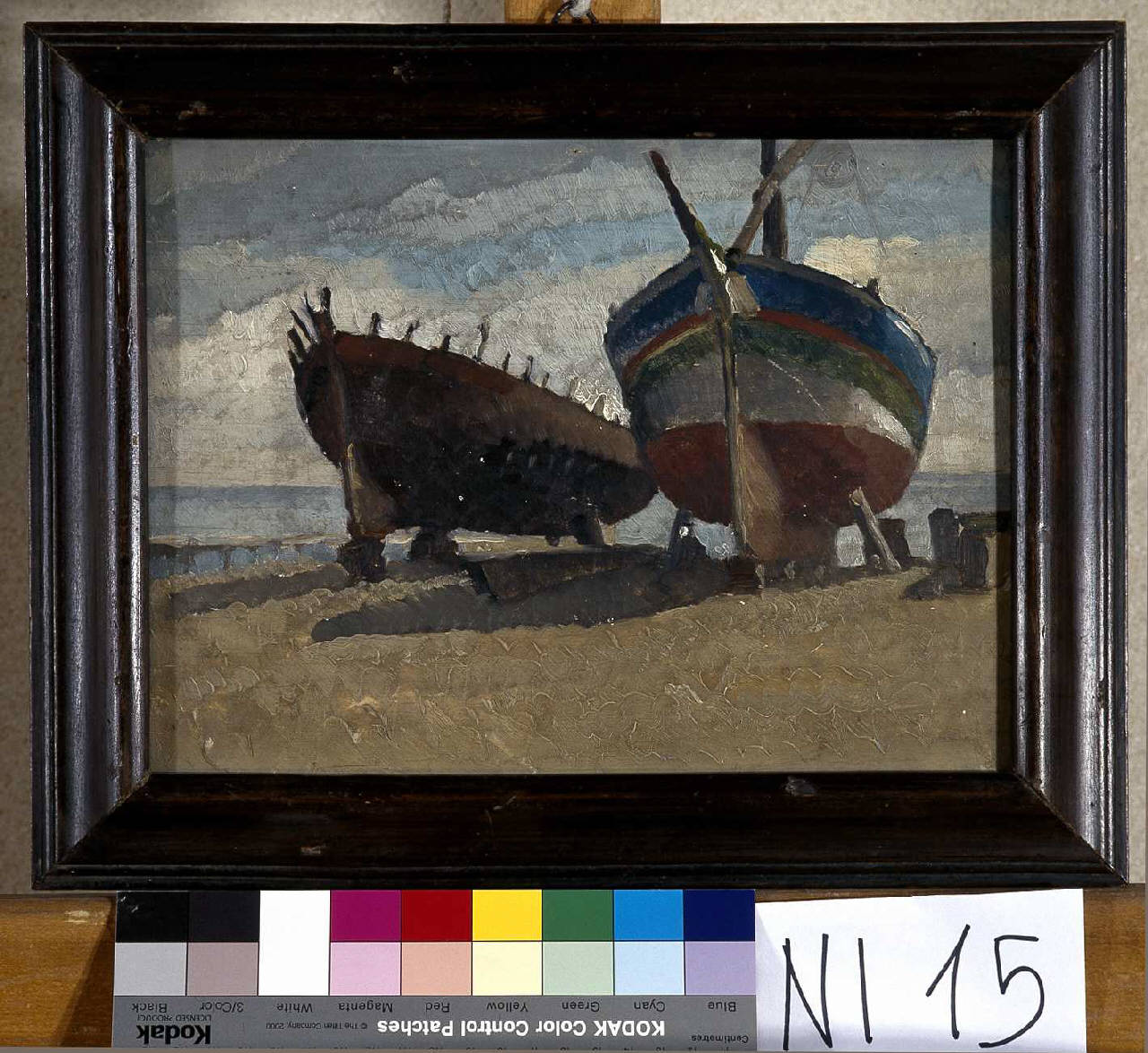 Spiaggia con barche (dipinto) di Panzeri Eleonora (prima metà sec. XX)
