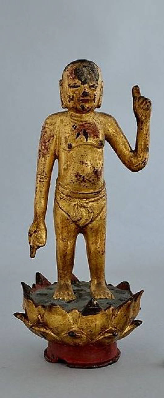 I sette passi del buddha bambino, buddha (statuetta) - produzione cinese (sec. XVII)
