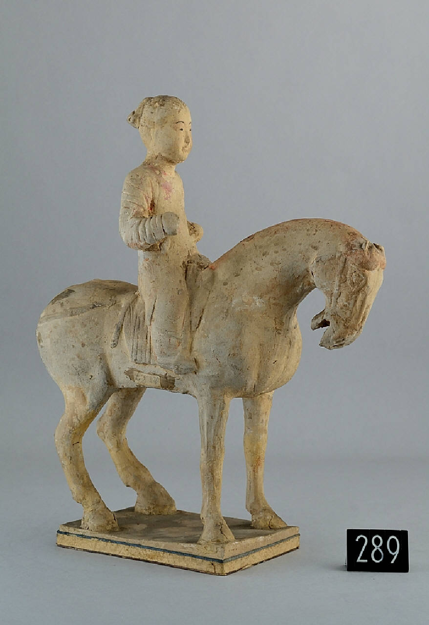 uomo a cavallo (statuetta) - produzione cinese (secc. VII/ X)