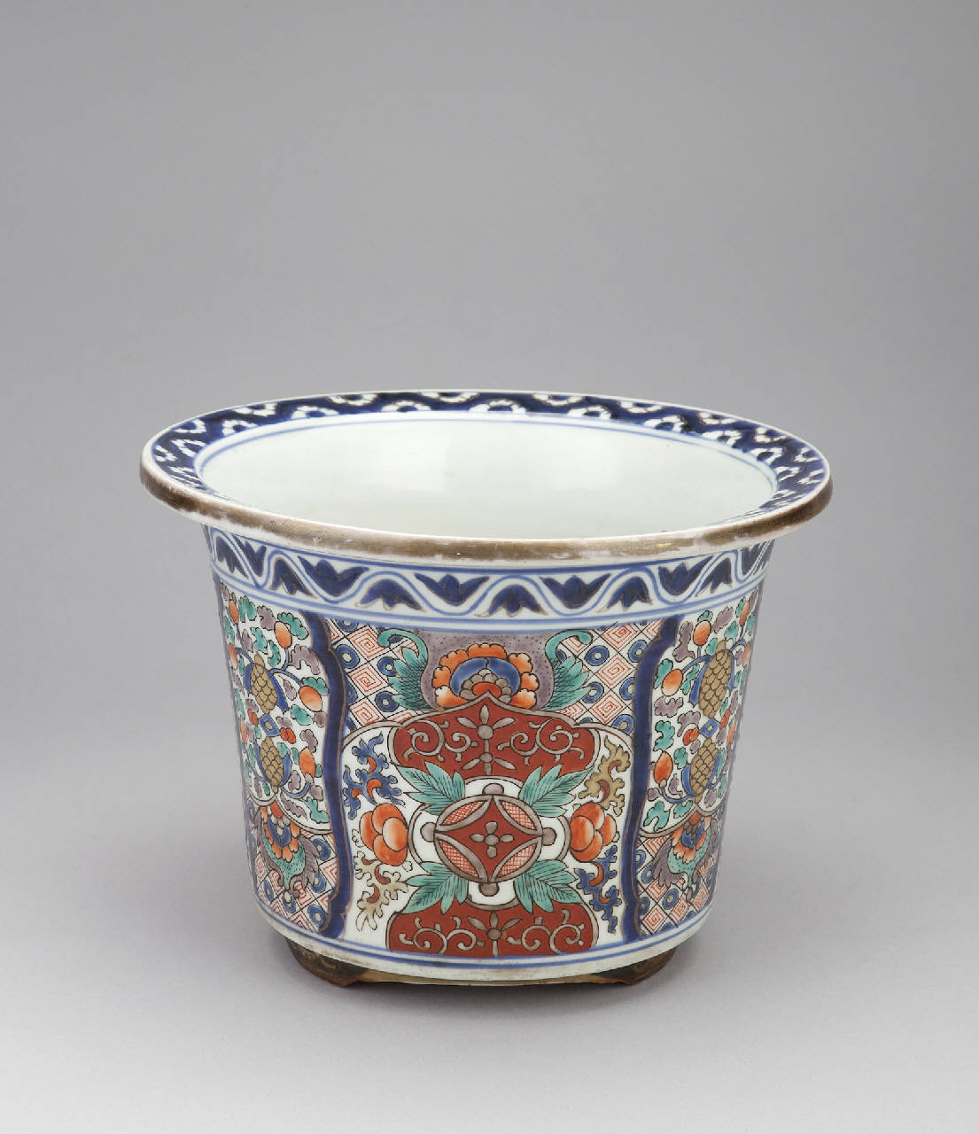 motivi decorativi geometrici, motivi decorativi floreali (vaso) - manifattura giapponese (sec. XIX)