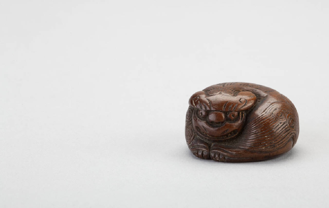 leone cinese (netsuke) - manifattura giapponese (sec. XIX)