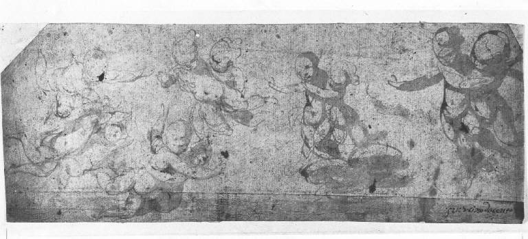 Angioletti e putti (disegno) - ambito di Daniele Crespi (prima metà sec. XVII)