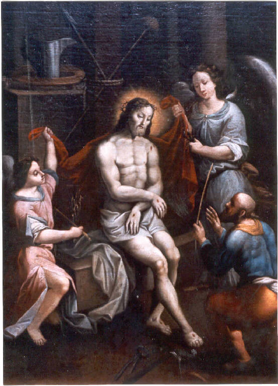 Cristo risorto tra due angeli (dipinto) - ambito lombardo (prima metà sec. XVII)