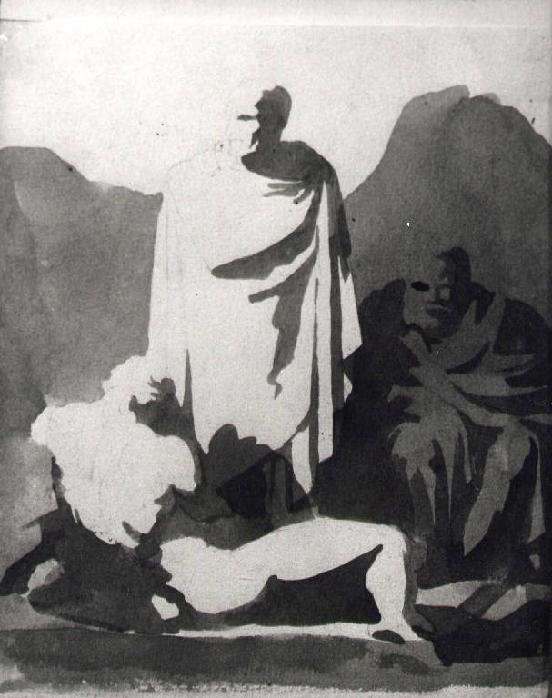 Figure virili panneggiate e nudo sdraiato (disegno) di Bossi, Giuseppe (ultimo quarto sec. XVIII)