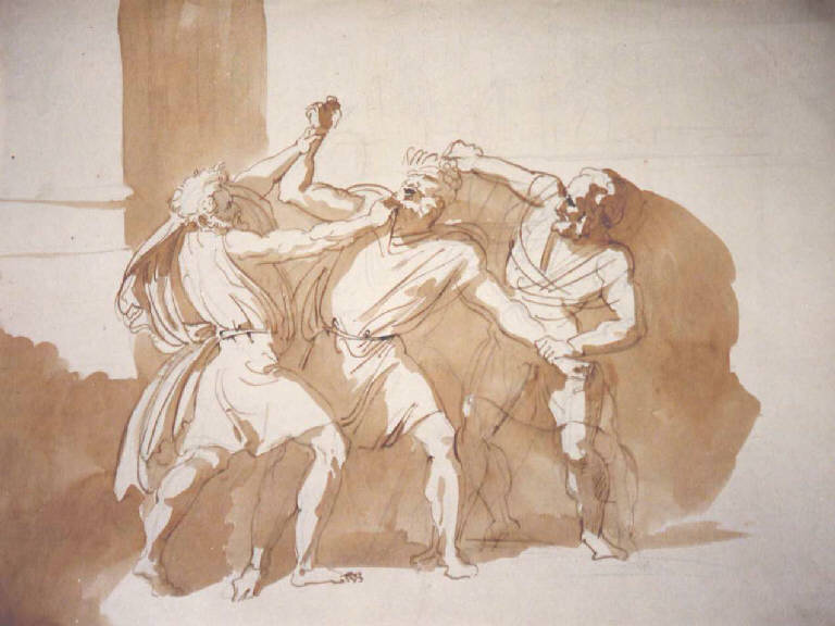 Furia di Edipo (Edipo Re di Sofocle) (disegno) di Bossi, Giuseppe (inizio sec. XIX)