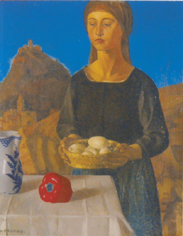 Ragazza umbra, Giovane donna (dipinto) di Pandolfi, Alessandro (secondo quarto sec. XX)