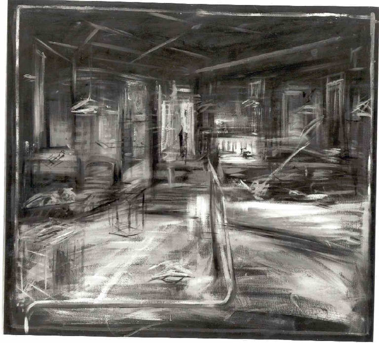 Grande interno, Interno (dipinto) di Ossola, Giancarlo (ultimo quarto sec. XX)