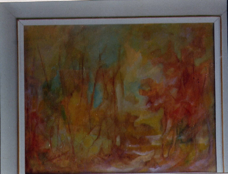 L'autunno, paesaggio autunnale (dipinto) di Verani (seconda metà sec. XX)