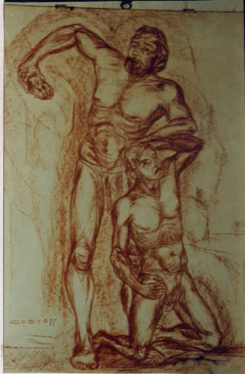Duplice ritratto, figure umane maschili (dipinto) di Costa (seconda metà sec. XX)