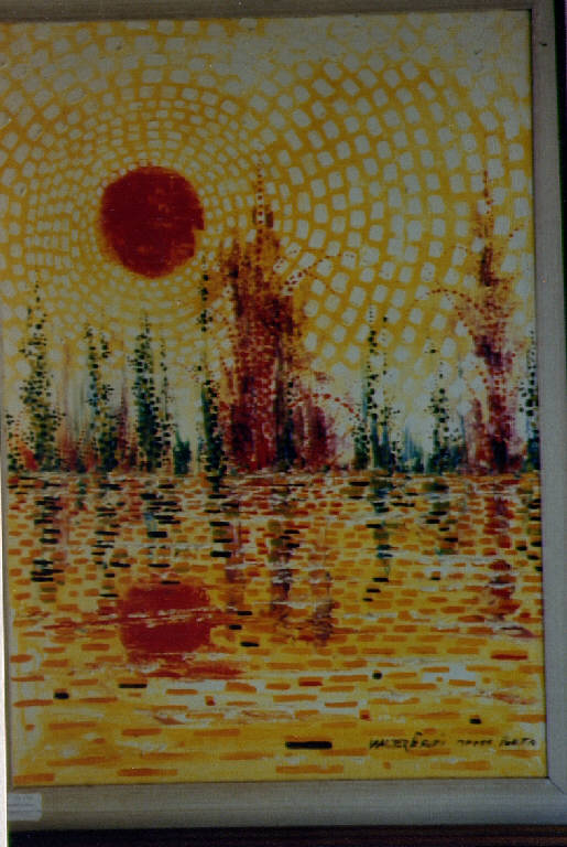 Impressioni, paesaggio al tramonto (dipinto) di Perotti, Walter (seconda metà sec. XX)
