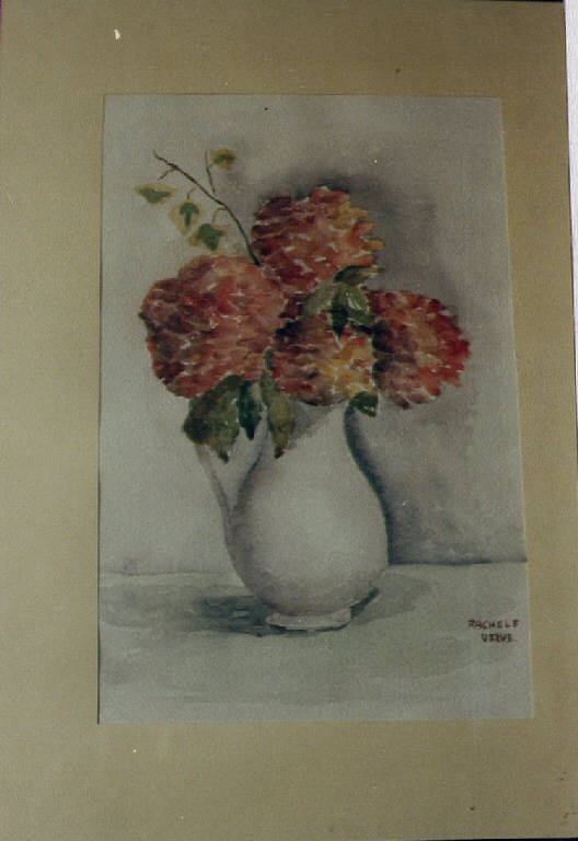 Vaso di fiori, vaso di fiori (dipinto) di Ulivi, R. (seconda metà sec. XX)