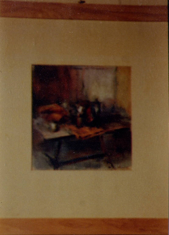 Natura morta, tavola con oggetti (dipinto) di Bianchi (sec. XX)