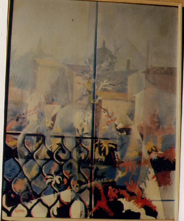 Veduta di Soncino, veduta da finestra (dipinto) di D'Adda, G. (sec. XX)