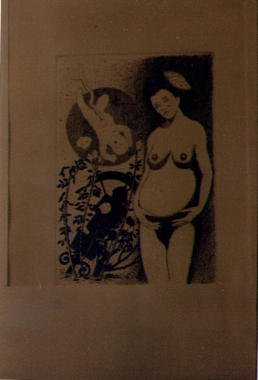 La nascita, figura femminile (dipinto) di De Lucio (sec. XX)