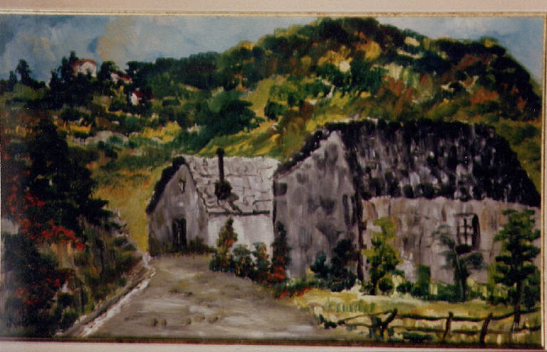 Paesaggio campestre, paesaggio (dipinto) di Gusti (sec. XX)