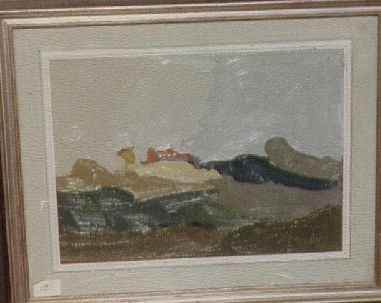 Castello rosso, paesaggio con castello (dipinto) di Vignaroli, Giovanni (sec. XX)