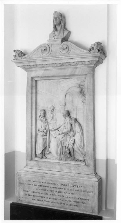 Giosuè Cattani presentail suo testamento (monumento celebrativo) di Galli, Antonio (secondo quarto sec. XIX)