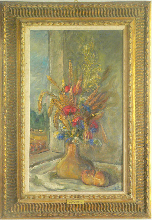 Grano e fiori di campo, Natura morta (dipinto) di Lomini Mario (prima metà sec. XX)
