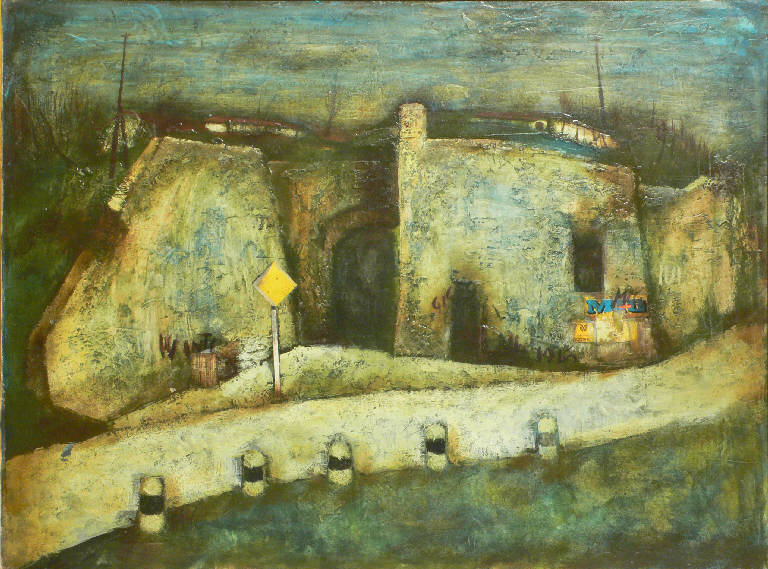 Forte a Peschiera del Garda, PAESAGGIO (dipinto) di Vecchi Gianfranco (sec. XX)