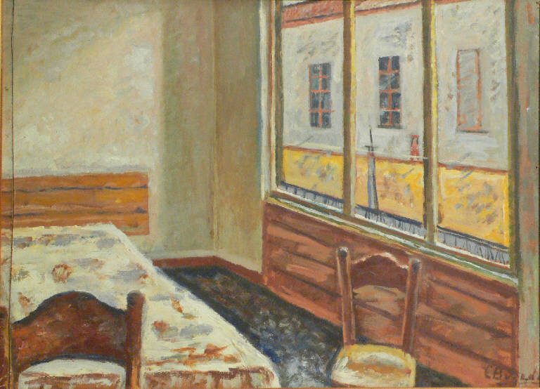 Interno, Interno (dipinto) di Bugada Carlo (sec. XX)