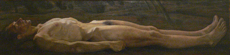 FIGURA MASCHILE DISTESA (dipinto) di Bresciani Achimede da Gazoldo (sec. XX)