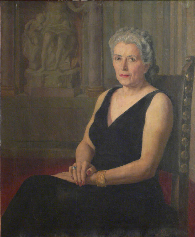 Ritratto di signora, RITRATTO FEMMINILE (dipinto) di Bonatti Vittorio (sec. XX)