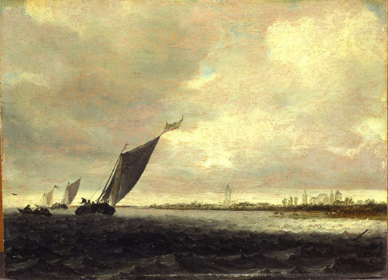 Paesaggio fluviale, Paesaggio fluviale (dipinto) di Ruysdael Salomon van - ambito olandese (metà sec. XVII)