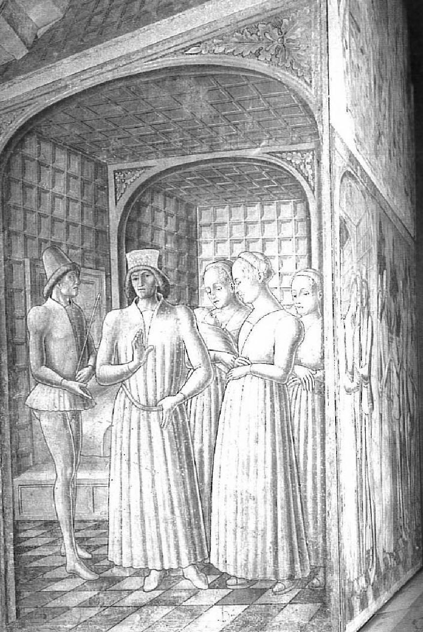Storie di Griselda, Gualtieri informa Griselda che la figlia è invisa al popolo (dipinto) di Pittore parmense - ambito parmense (ultimo quarto sec. XV)