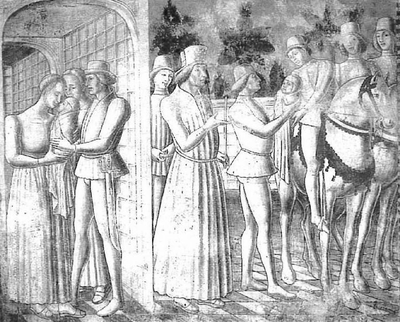 Storie di Griselda, Griselda consegna la bimba al messo di Gualtieri (dipinto) di Pittore parmense - ambito parmense (ultimo quarto sec. XV)