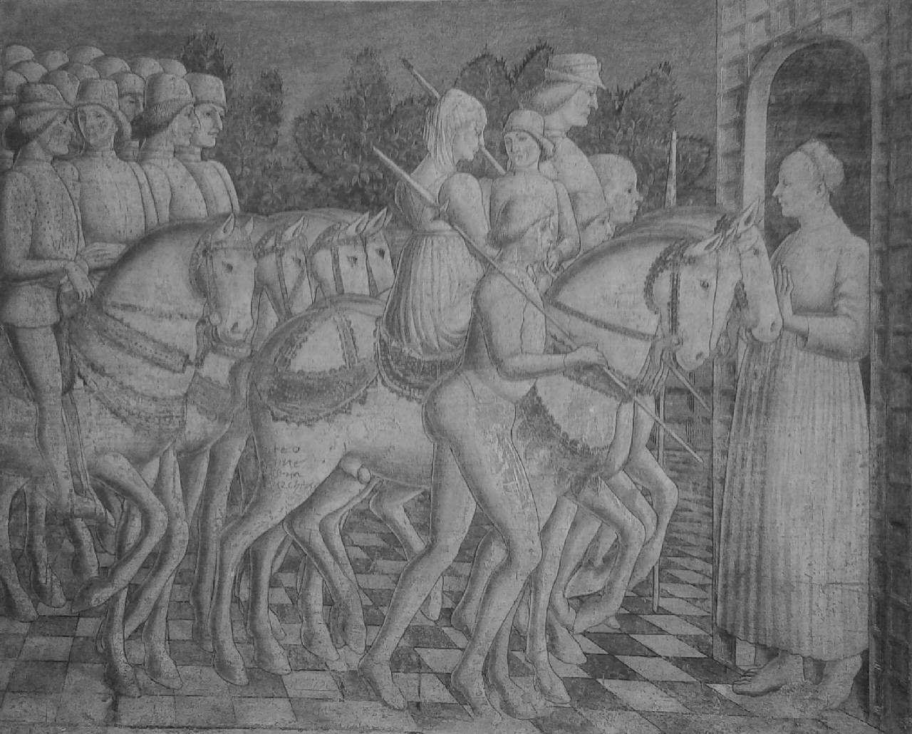 Storie di Griselda, L'arrivo della sposa col fratello (dipinto) di Pittore parmense - ambito parmense (ultimo quarto sec. XV)