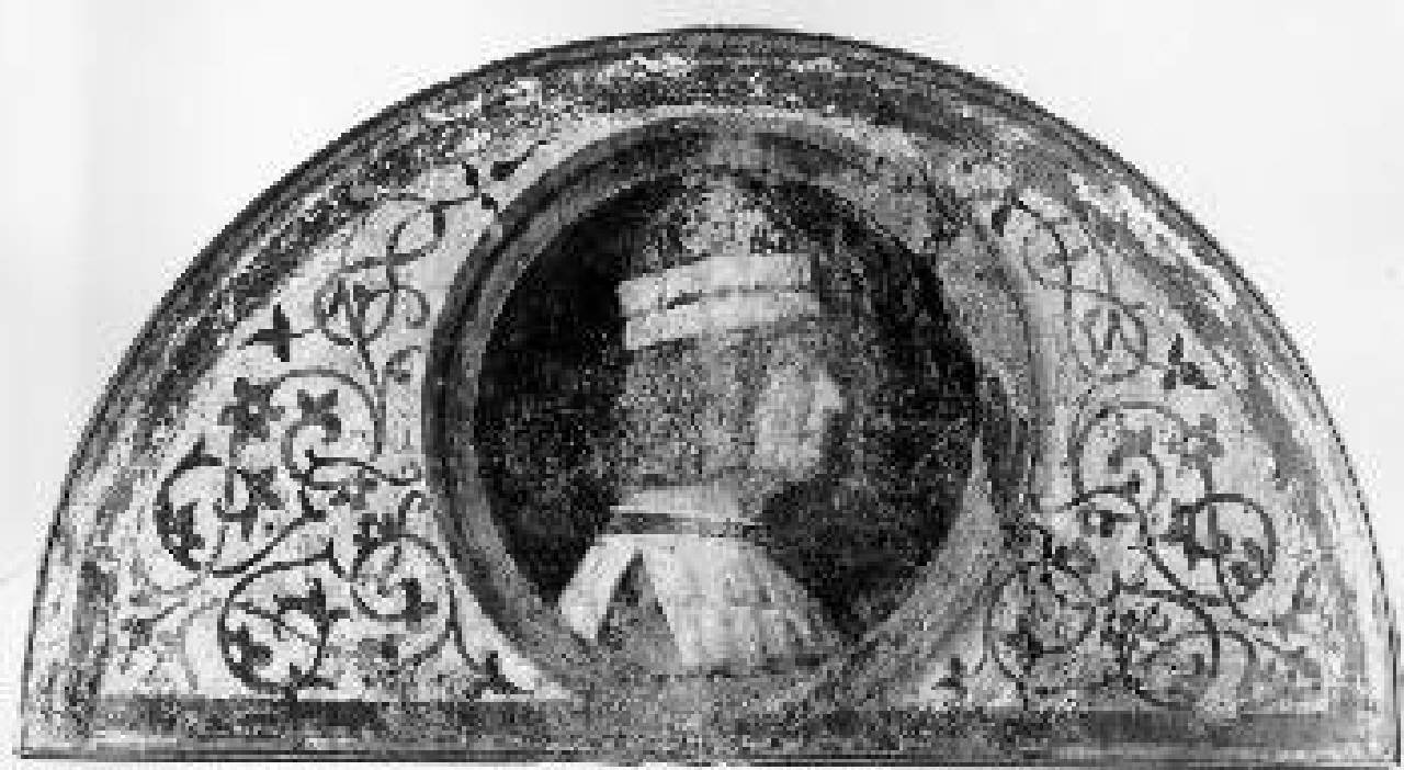 Galeazzo Maria Sforza, Ritratto di Galeazzo Maria Sforza (lunetta dipinta) di Luini Bernardino (bottega) - ambito lombardo (secondo quarto sec. XVI)