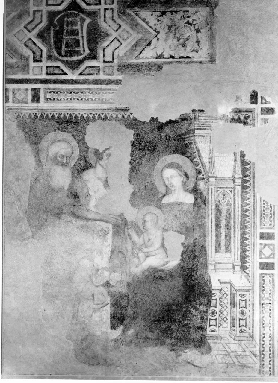 Madonna in trono col Bambino, santi ed un offerente, Madonna con Bambino in Trono con Santi e un Offerente (dipinto) di Pittore lombardo - ambito lombardo (seconda metà sec. XIV)