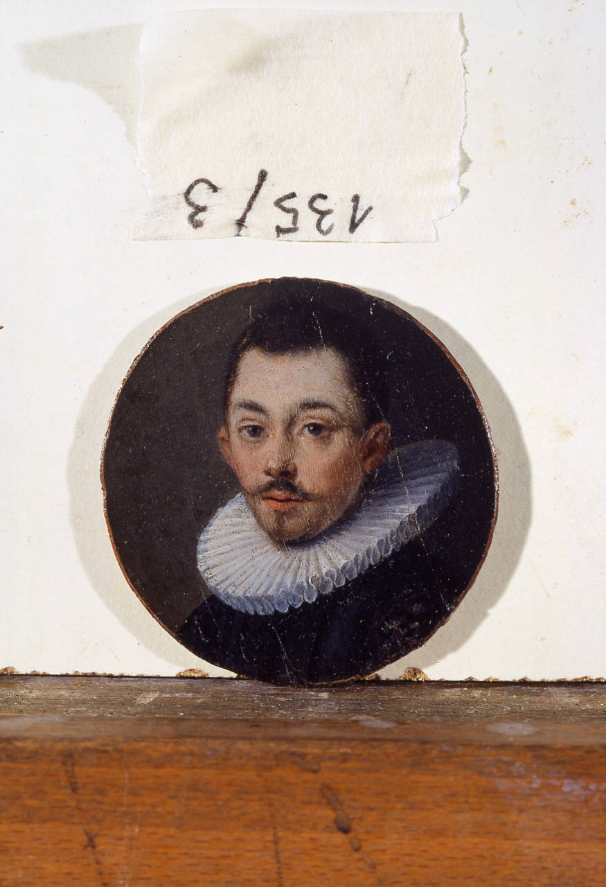 Ritratto virile, Ritratto di uomo giovane con baffi (dipinto) di Pittore olandese - scuola olandese (prima metà sec. XVII)