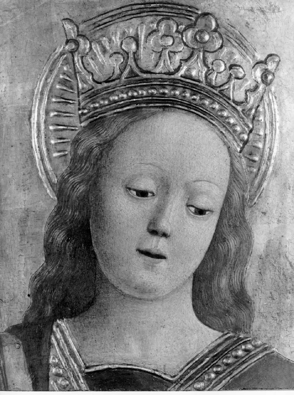 Busto di santa incoronata (Santa Caterina d'Alessandria?), Santa Caterina d'Alessandria (?) (dipinto) di Pittore pavese - ambito pavese (ultimo quarto sec. XV)