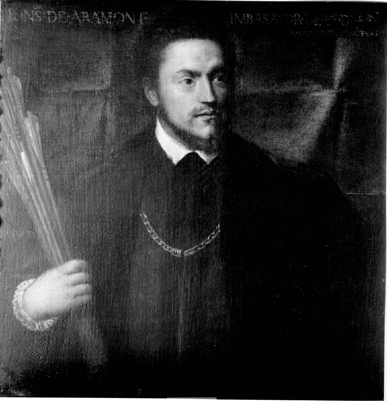 Ritratto dell'ambasciatore Gabriel de Luetz Monseigneur d'Aramon, Ritratto maschile (dipinto) di Vecellio Tiziano - ambito veneziano (secondo quarto sec. XVI)