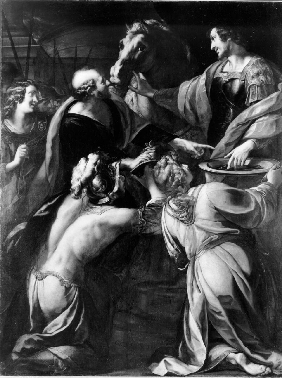 Costantino riceve i resti degli strumenti della Passione, Costantino riceve i resti degli strumenti della Passione (dipinto) di Procaccini Giulio Cesare - ambito lombardo-emiliano (primo quarto sec. XVII)