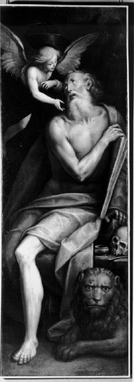 San Gerolamo e l'angelo, San Girolamo e l'Angelo (dipinto) di Caccia Guglielmo detto Moncalvo - ambito piemontese (primo quarto sec. XVII)