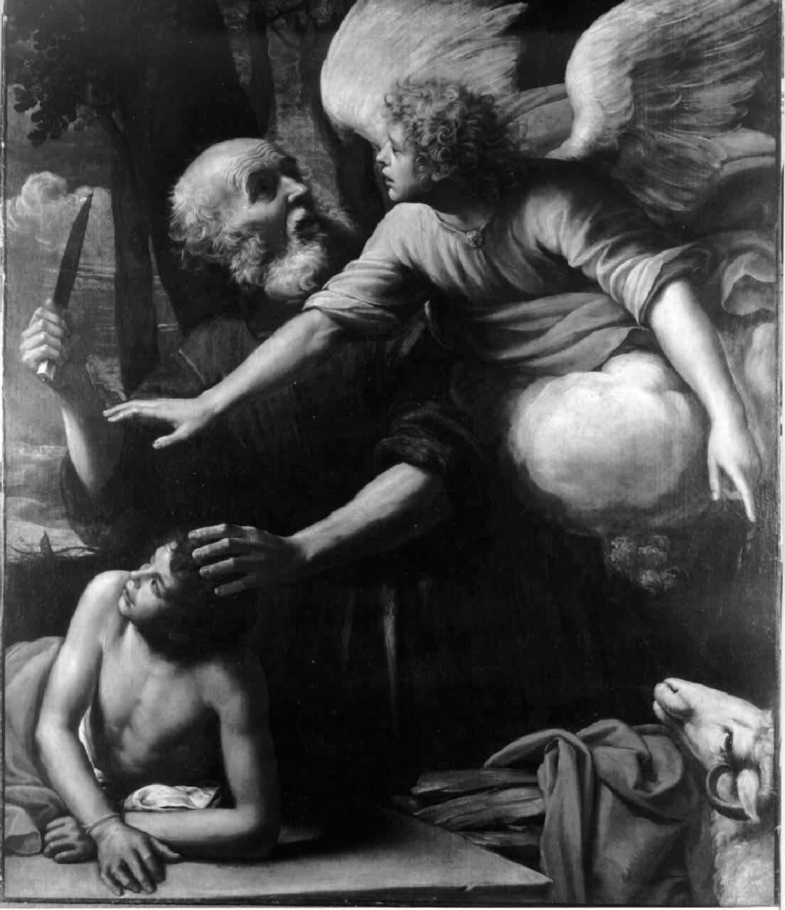 Sacrificio di Isacco, Sacrificio di Isacco (dipinto) di Vermiglio Giuseppe - ambito lombardo-piemontese (primo quarto sec. XVII)